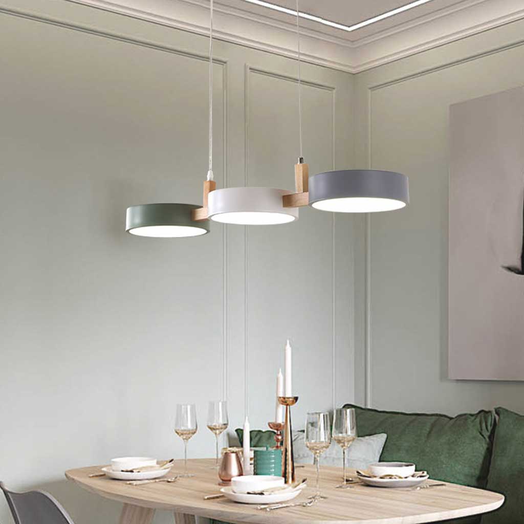 Suspension Nordic Macaron 3 lampes LED dimmable, blanc/coloré