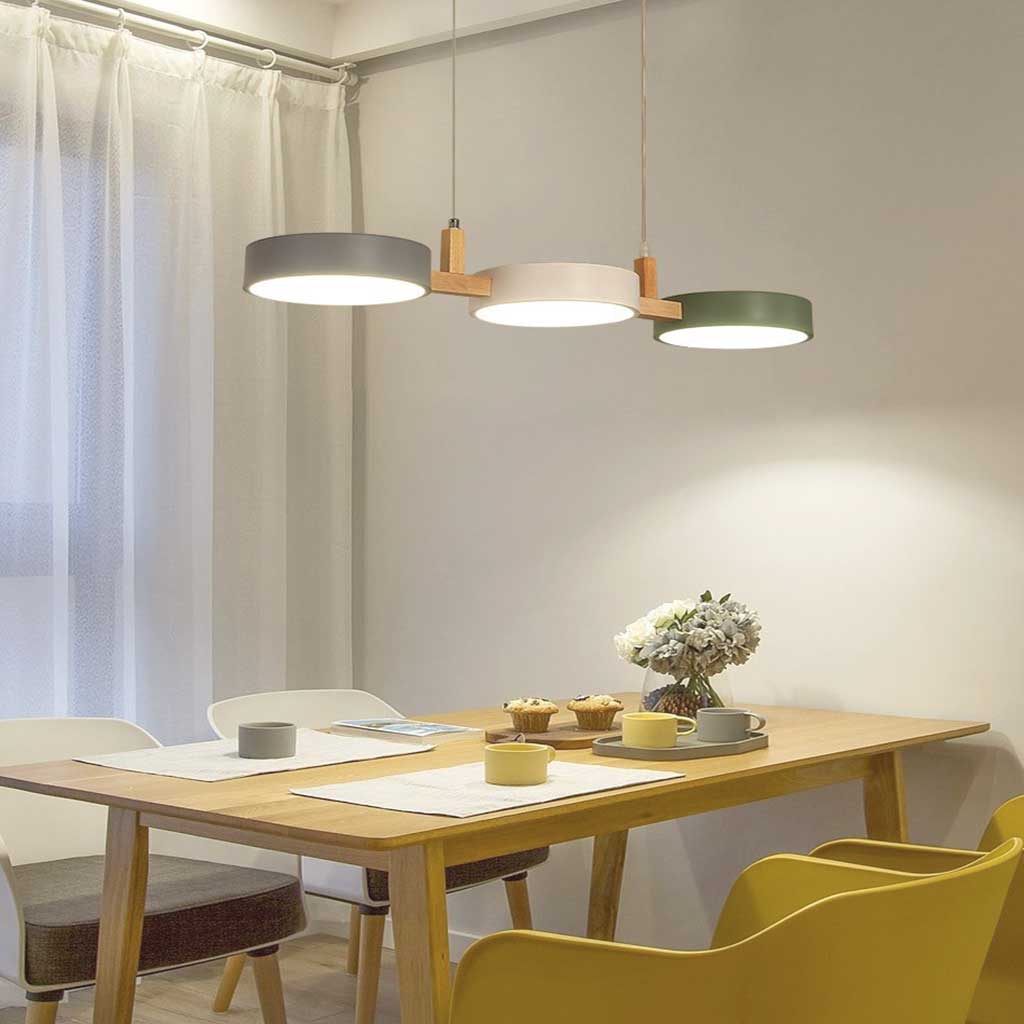 Suspension Nordic Macaron 3 lampes LED dimmable, blanc/coloré