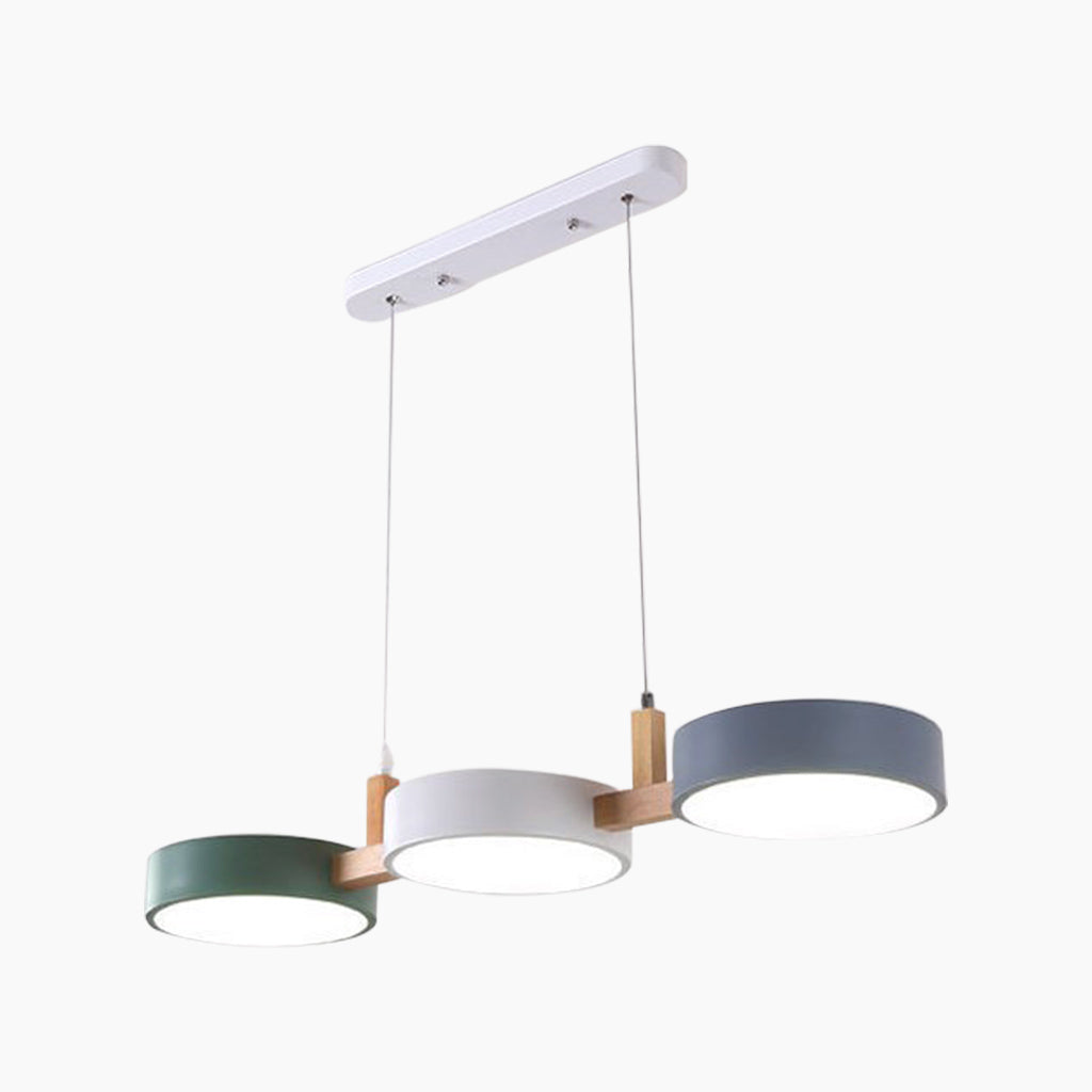 Suspension Nordic Macaron 3 lampes LED dimmable, blanc/coloré
