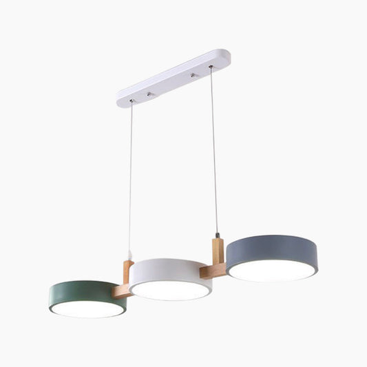 Suspension Nordic Macaron 3 lampes LED dimmable, blanc/coloré
