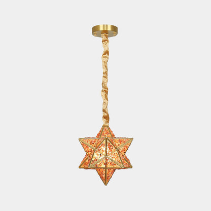 Suspension art déco en laiton cristal étoile multicolore
