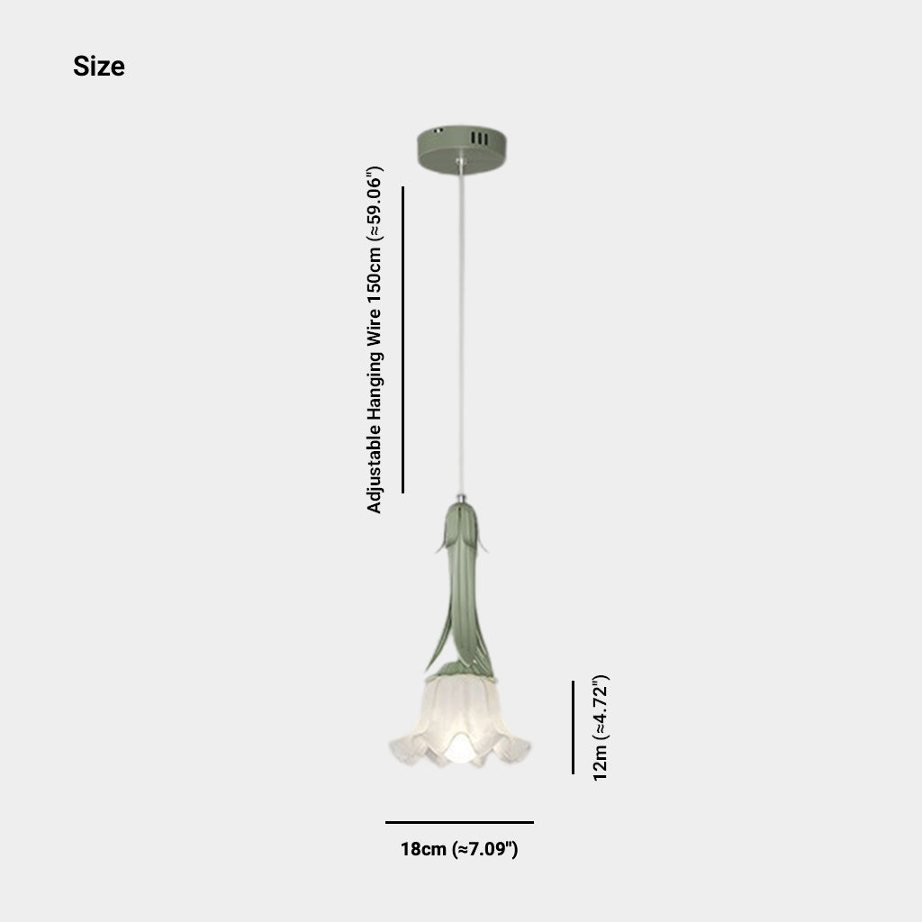 Suspension lumière art déco petite muguet, vert / blanc