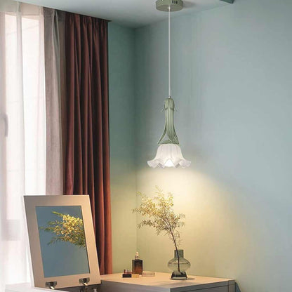 Suspension lumière art déco petite muguet, vert / blanc