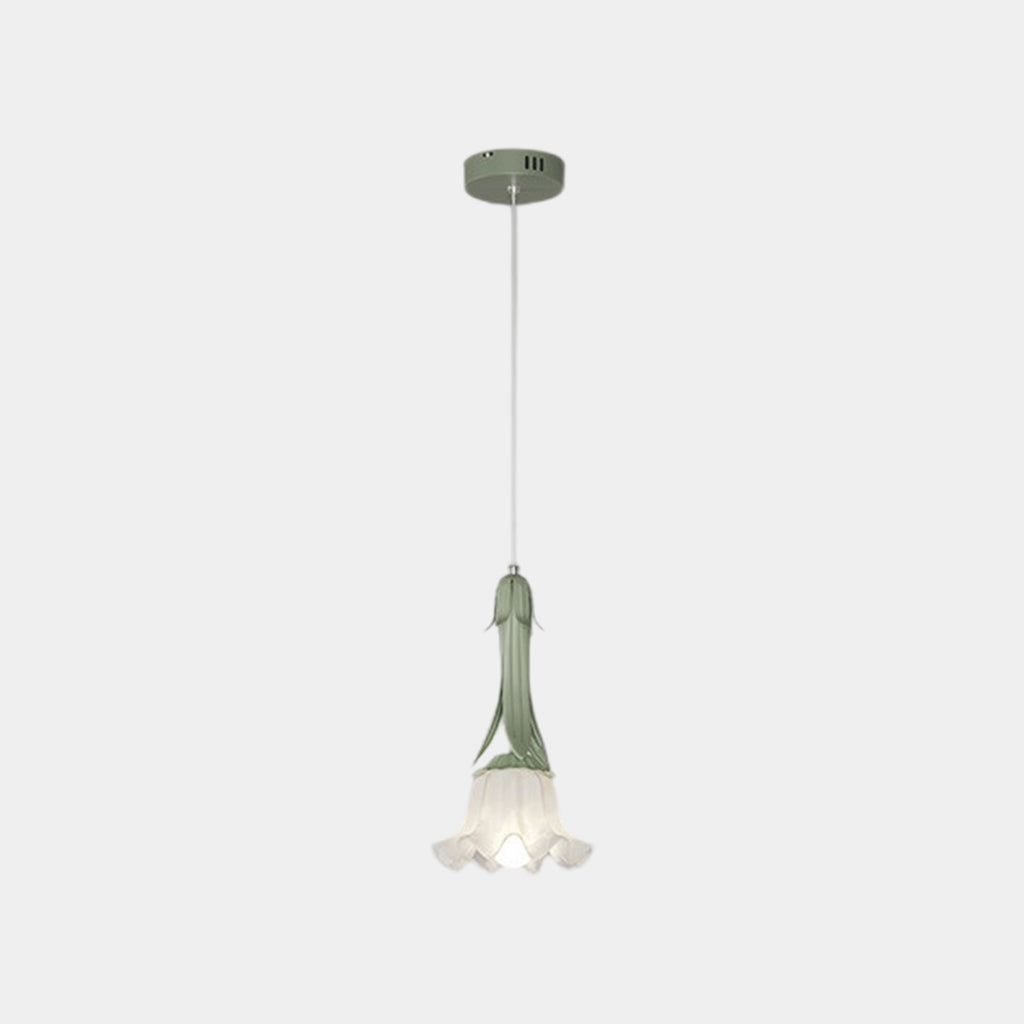 Suspension lumière art déco petite muguet, vert / blanc