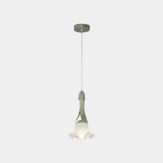 Suspension lumière art déco petite muguet, vert / blanc
