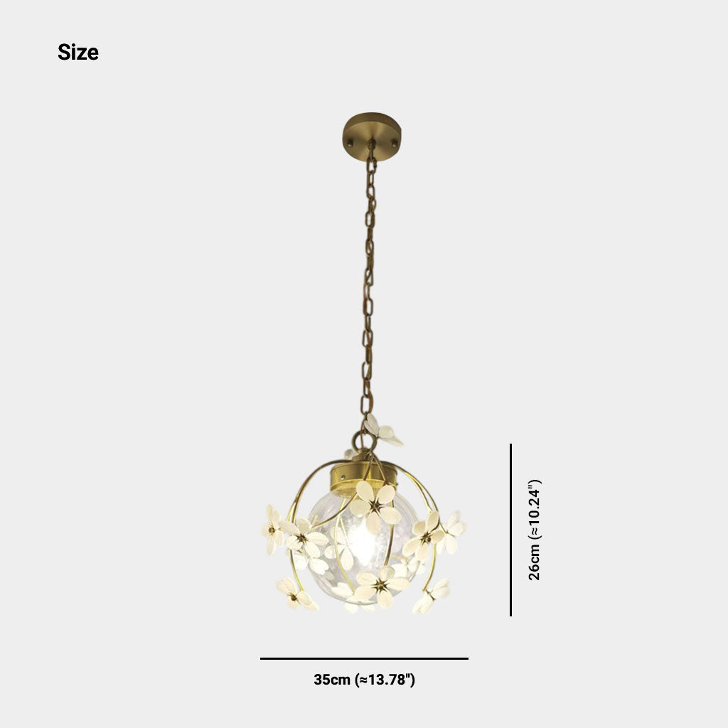 Suspension artistique en verre et cuivre en forme de fleur
