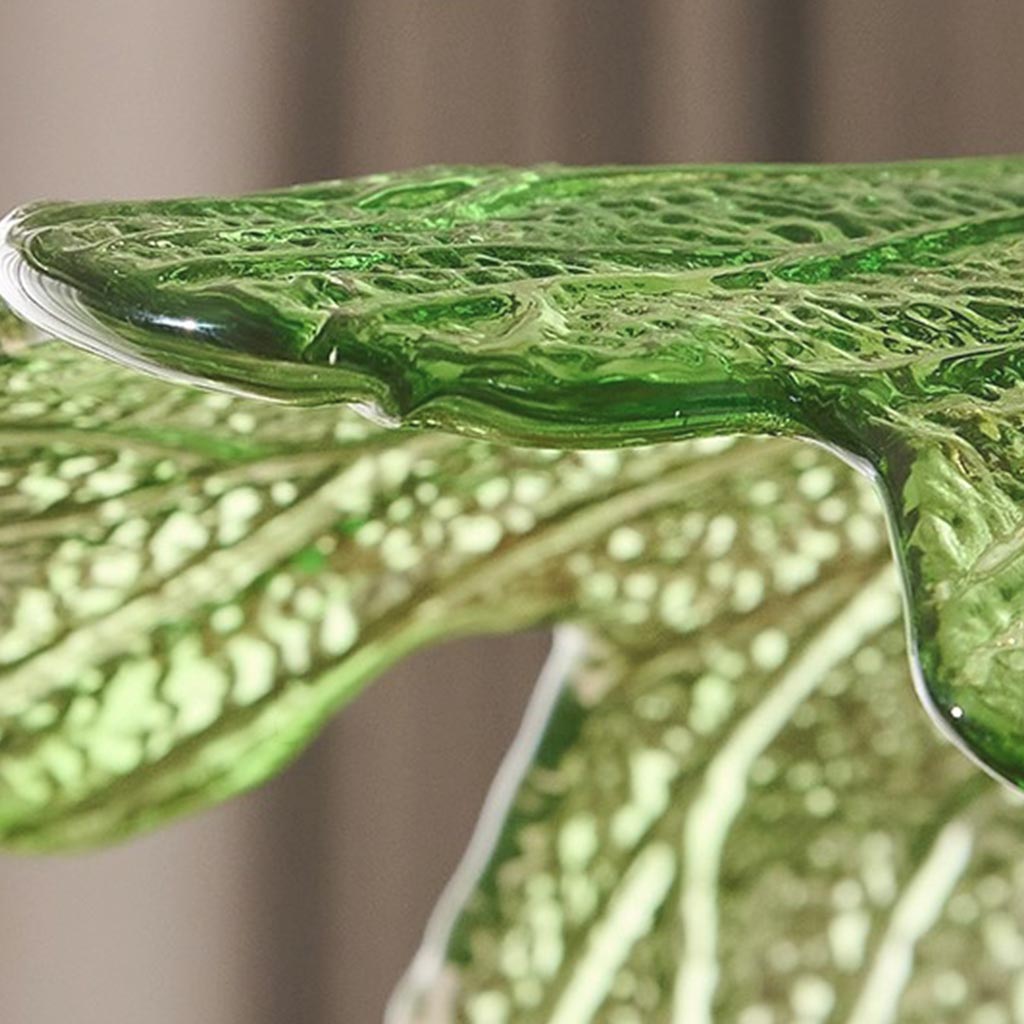 Suspension artistique rétro en laiton avec plateau en bois et en verre, vert
