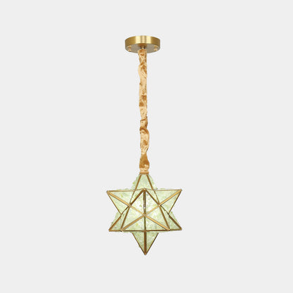 Suspension art déco en laiton cristal étoile multicolore