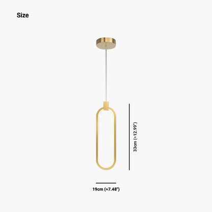 Suspension Minimaliste en Laiton Doré LED, Ovale / Anneau