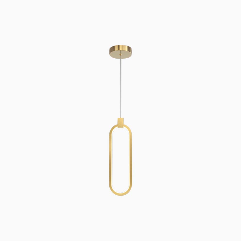 Suspension Minimaliste en Laiton Doré LED, Ovale / Anneau