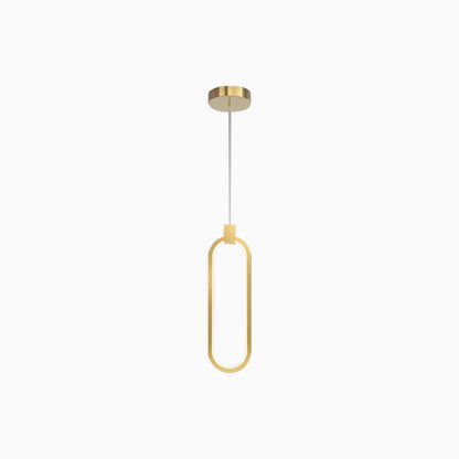Suspension Minimaliste en Laiton Doré LED, Ovale / Anneau
