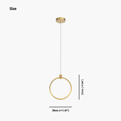 Suspension Minimaliste en Laiton Doré LED, Ovale / Anneau