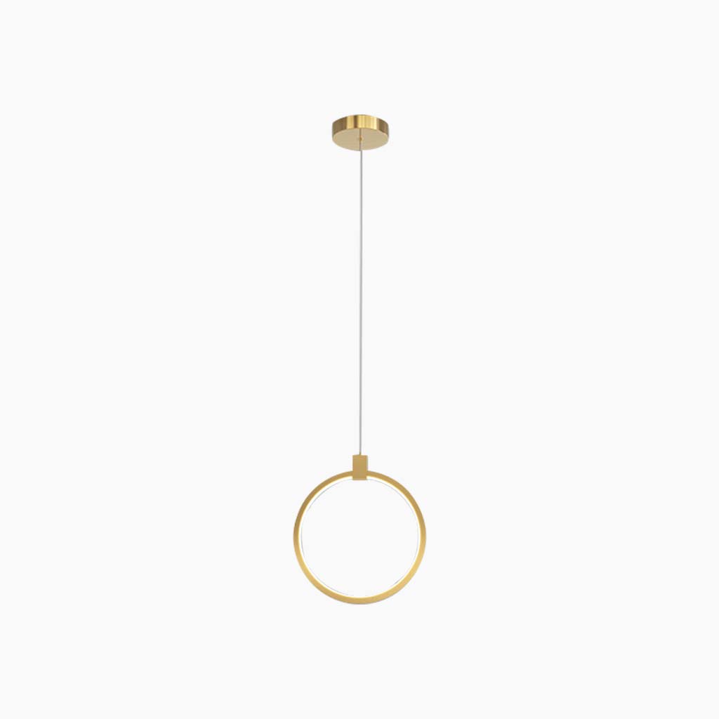 Suspension Minimaliste en Laiton Doré LED, Ovale / Anneau