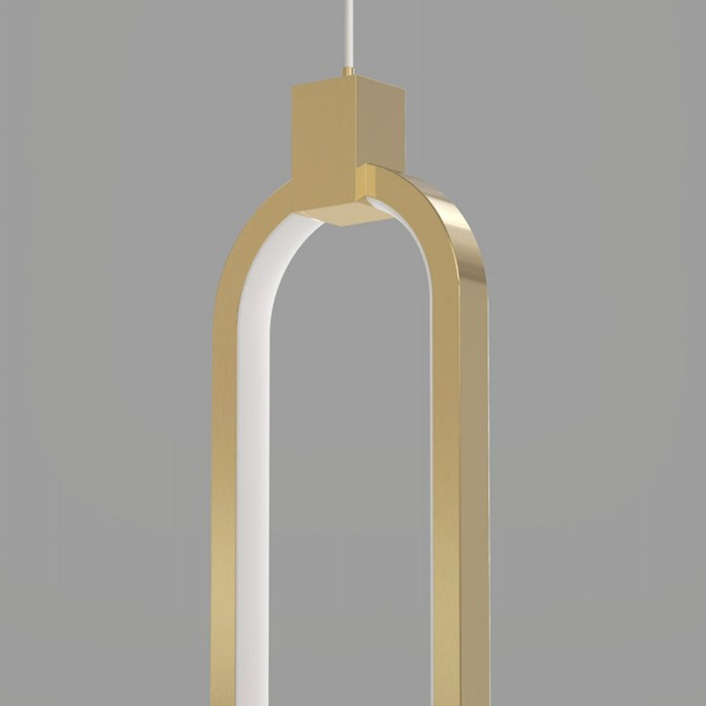 Suspension Minimaliste en Laiton Doré LED, Ovale / Anneau