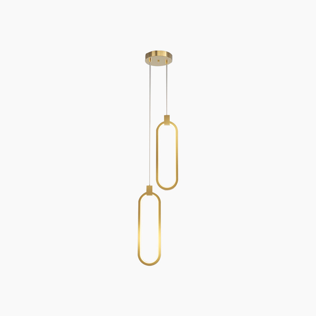 Suspension Minimaliste en Laiton Doré LED, Ovale / Anneau