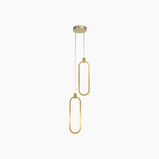 Suspension Minimaliste en Laiton Doré LED, Ovale / Anneau