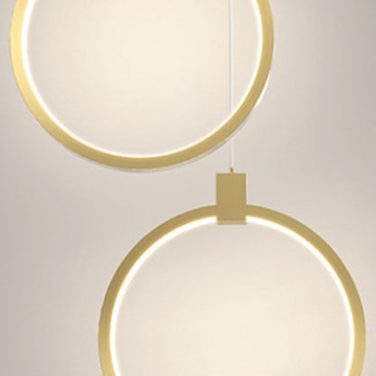 Suspension Minimaliste en Laiton Doré LED, Ovale / Anneau