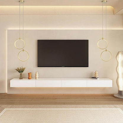 Suspension Minimaliste en Laiton Doré LED, Ovale / Anneau