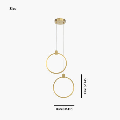 Suspension Minimaliste en Laiton Doré LED, Ovale / Anneau