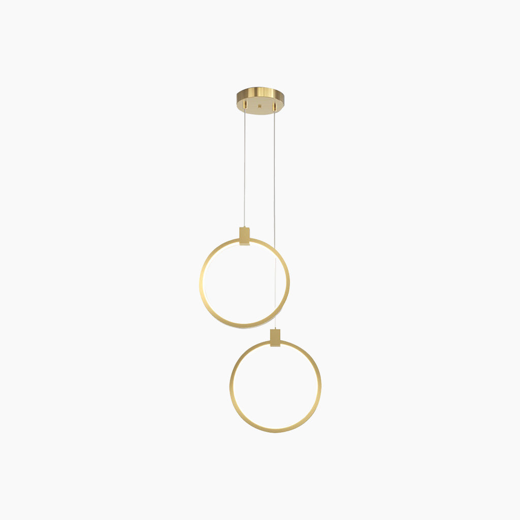 Suspension Minimaliste en Laiton Doré LED, Ovale / Anneau