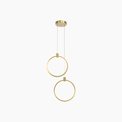 Suspension Minimaliste en Laiton Doré LED, Ovale / Anneau