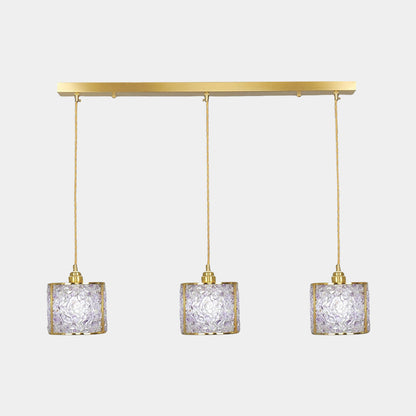 Suspension Luxe Linéaire Cristal 3 Lumières Cylindre, 7 Couleurs