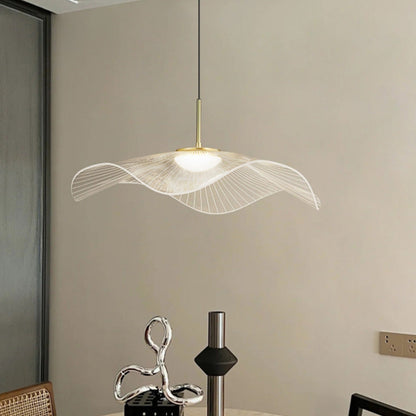 Suspension Élégante Lotus Feuille Chapeau de Paille LED