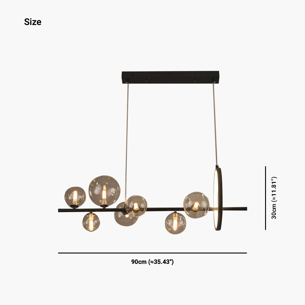 Suspension Lustre Mode Linéaire Verre Bulle