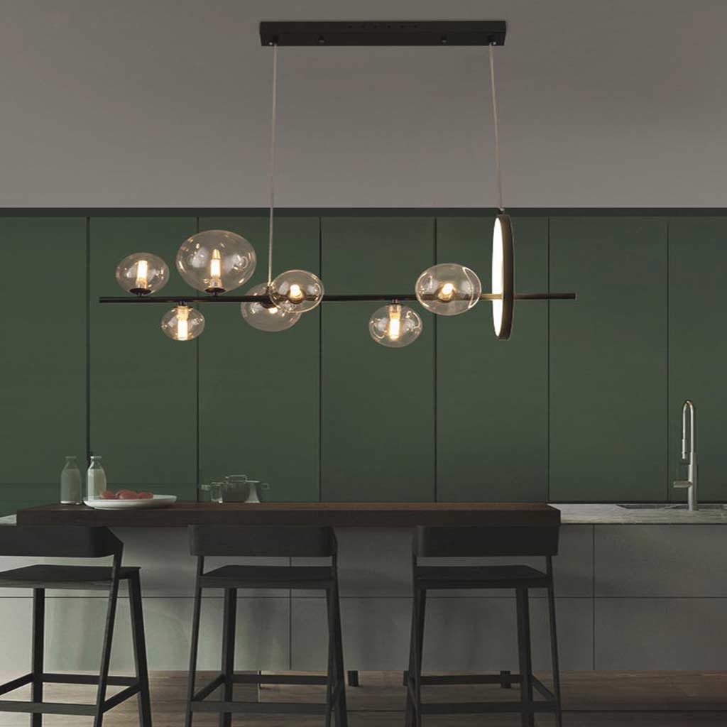 Suspension Lustre Mode Linéaire Verre Bulle