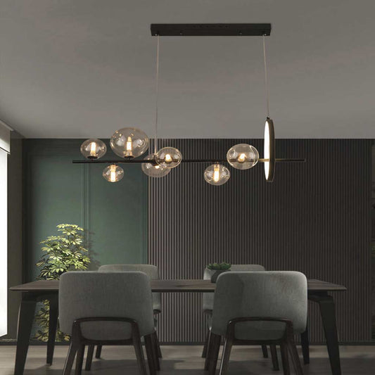 Suspension Lustre Mode Linéaire Verre Bulle