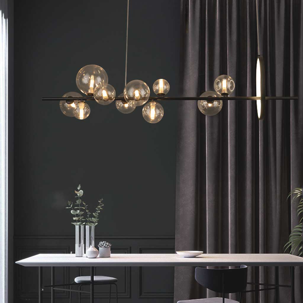 Suspension Lustre Mode Linéaire Verre Bulle