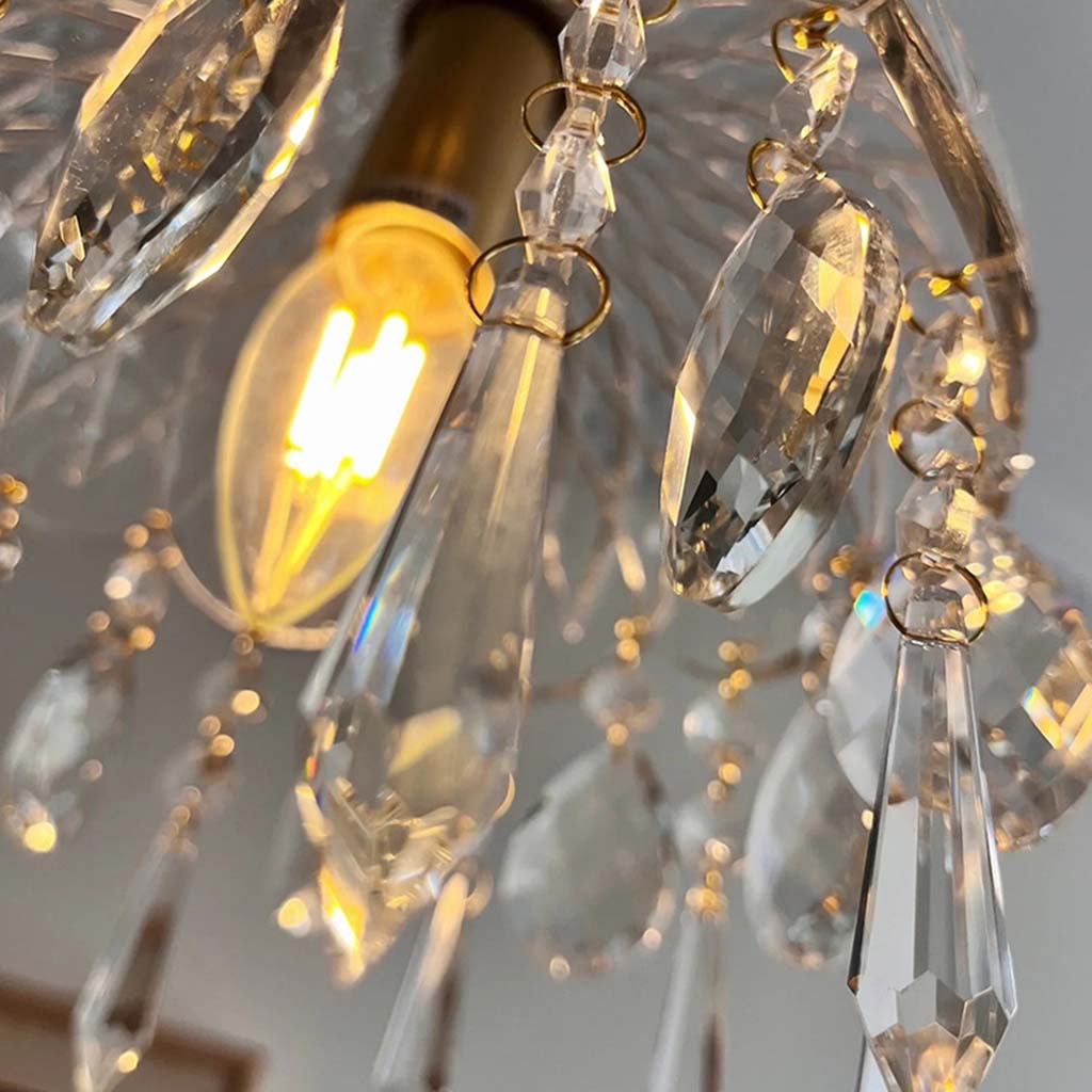 Suspension Française Rétro en Laiton et Verre Cristal