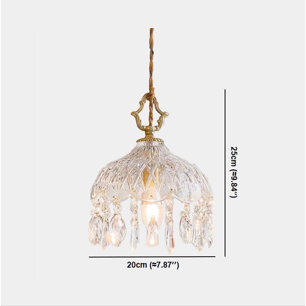 Suspension Française Rétro en Laiton et Verre Cristal