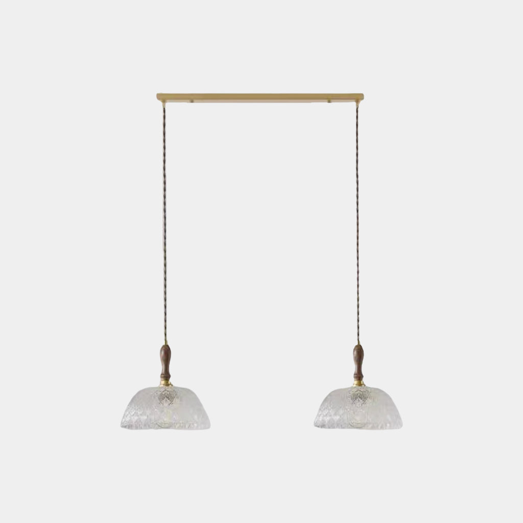 Suspension vintage en noyer avec bol en verre