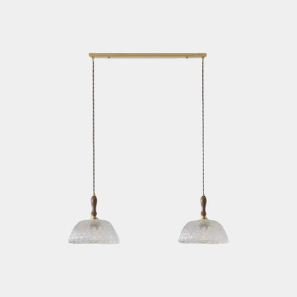 Suspension vintage en noyer avec bol en verre