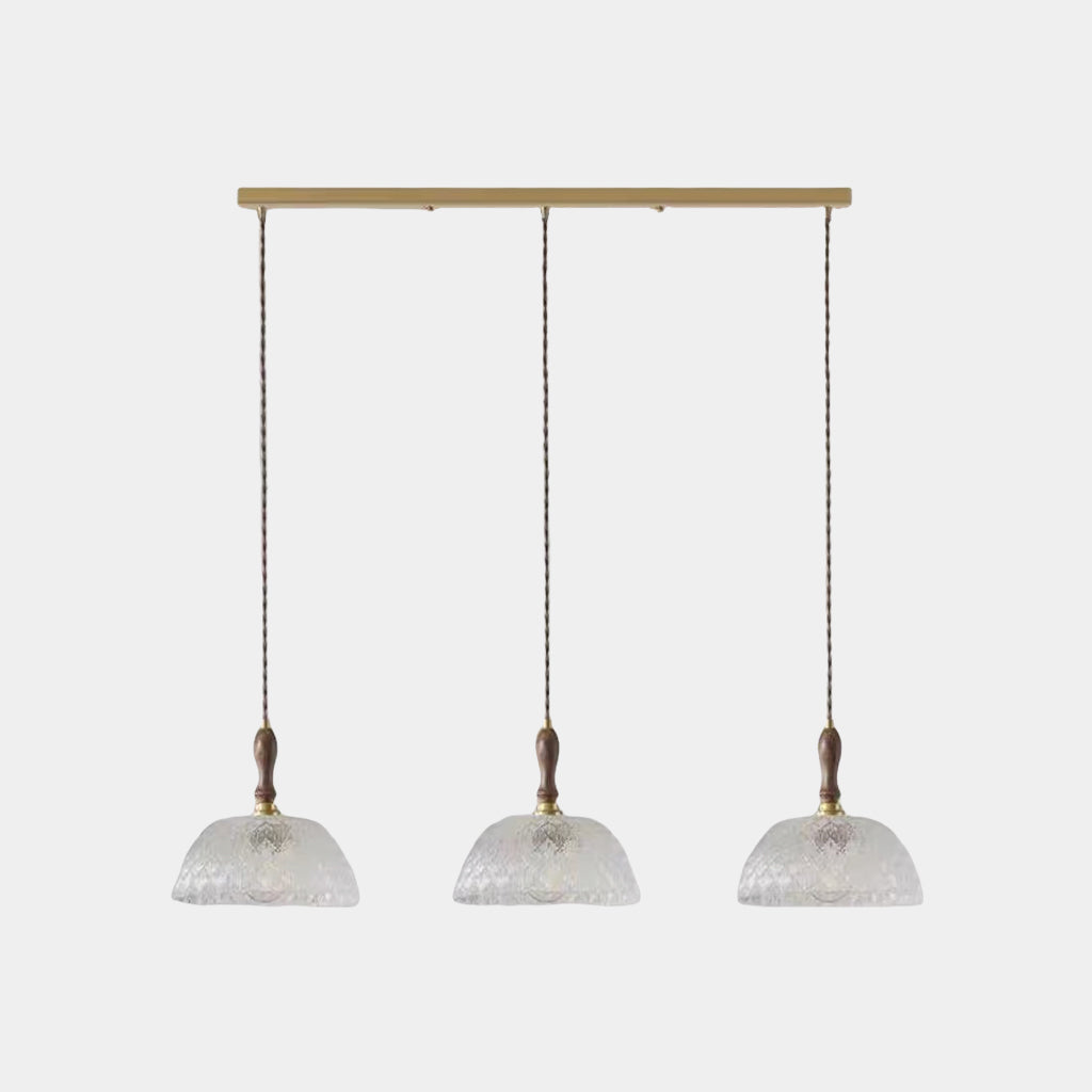 Suspension vintage en noyer avec bol en verre