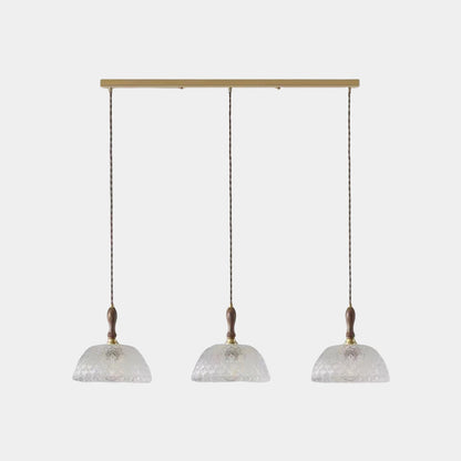 Suspension vintage en noyer avec bol en verre