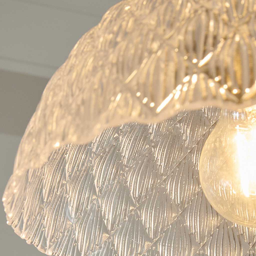 Suspension vintage en noyer avec bol en verre