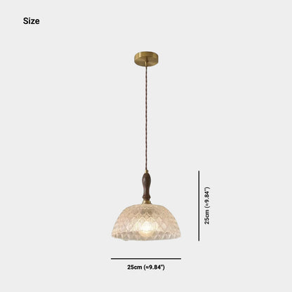 Suspension vintage en noyer avec bol en verre