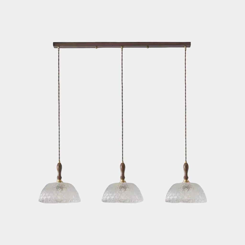 Suspension vintage en noyer avec bol en verre