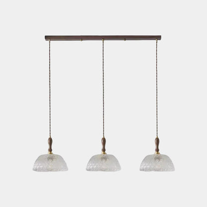 Suspension vintage en noyer avec bol en verre