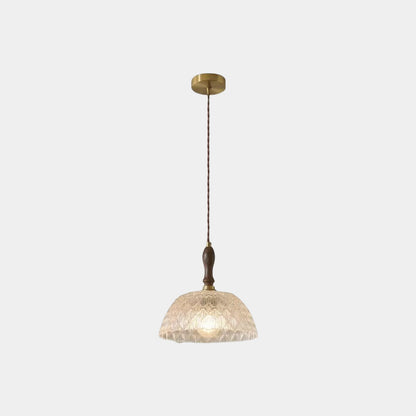 Suspension vintage en noyer avec bol en verre