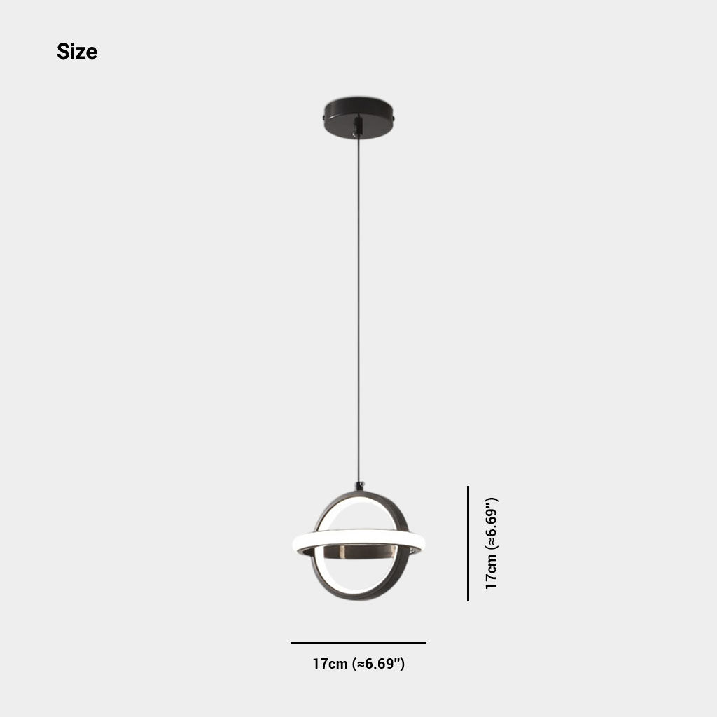 Suspension Géométrique en Laiton Ronde Boule Anneau, Noir / Or