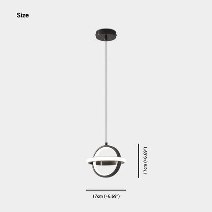 Suspension Géométrique en Laiton Ronde Boule Anneau, Noir / Or
