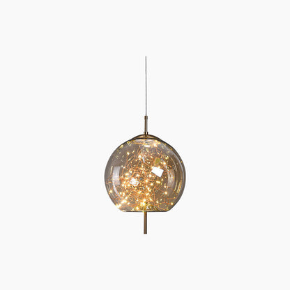 Suspension en verre scandinave, gris étoilé / ambre
