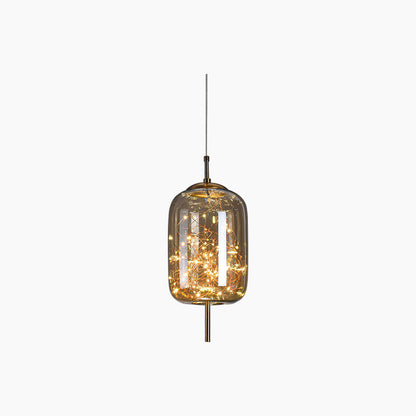 Suspension en verre scandinave, gris étoilé / ambre
