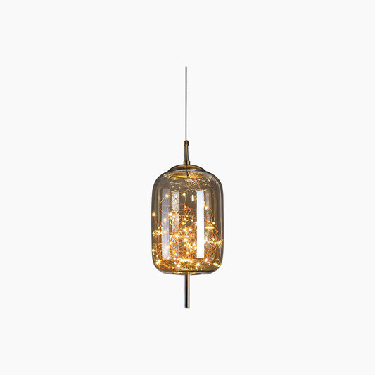 Suspension en verre scandinave, gris étoilé / ambre
