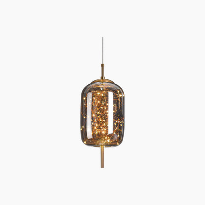 Suspension en verre scandinave, gris étoilé / ambre