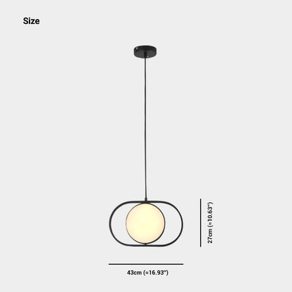 Suspension Décorative Ovale Métal LED, Noir