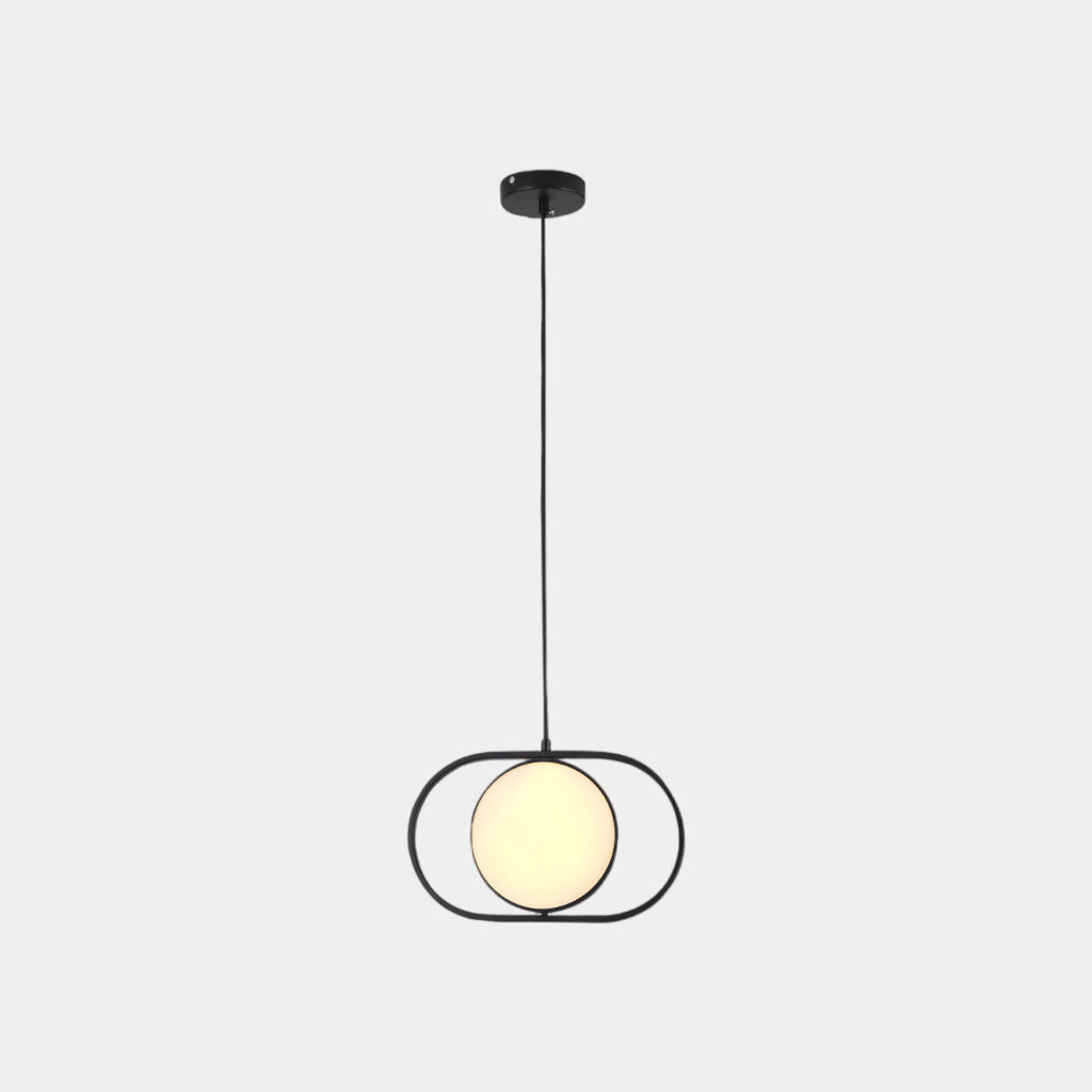 Suspension Décorative Ovale Métal LED, Noir